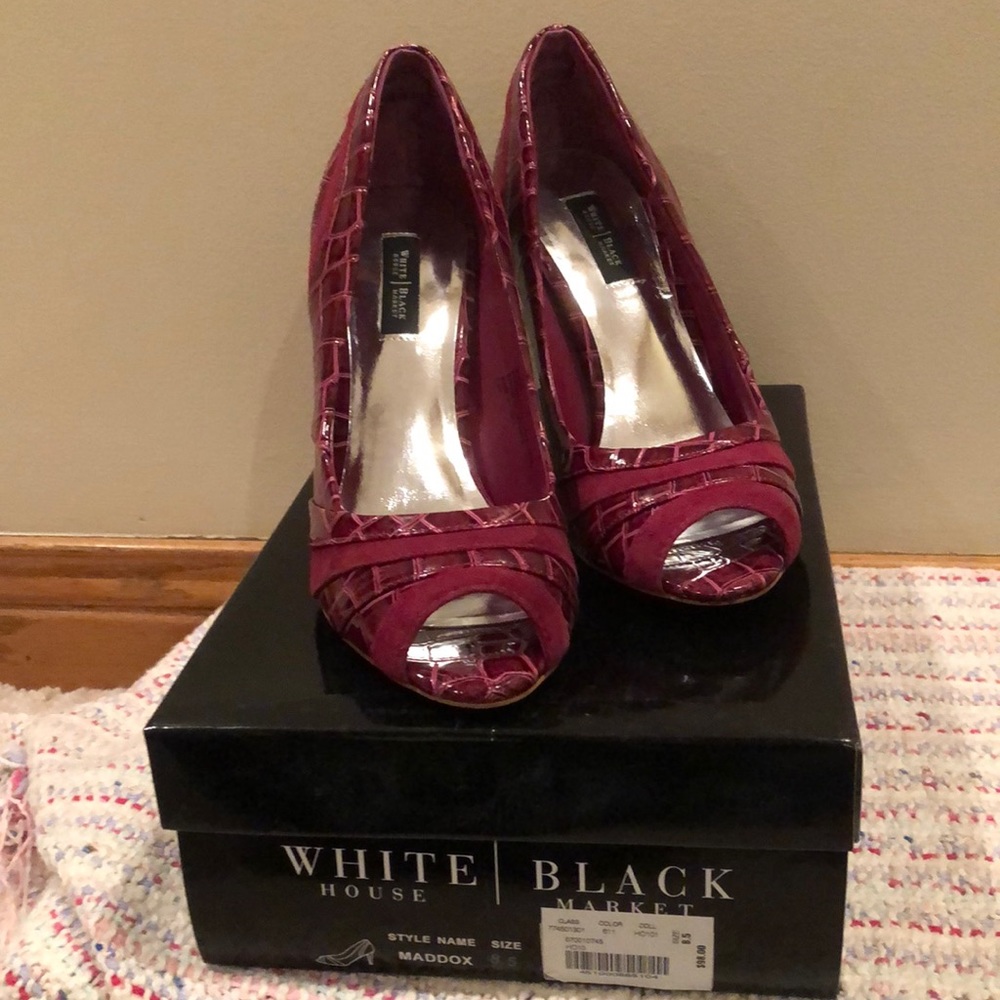 White House Black Market gorgeous peak-a-boo stiletto pumps.